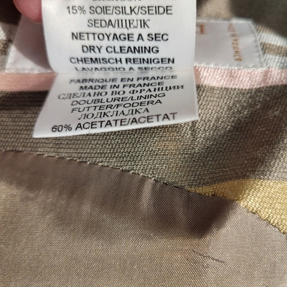 Nina Ricci French Silk Pink & Olive Striped Sheath Dress - Picture 7 of 8